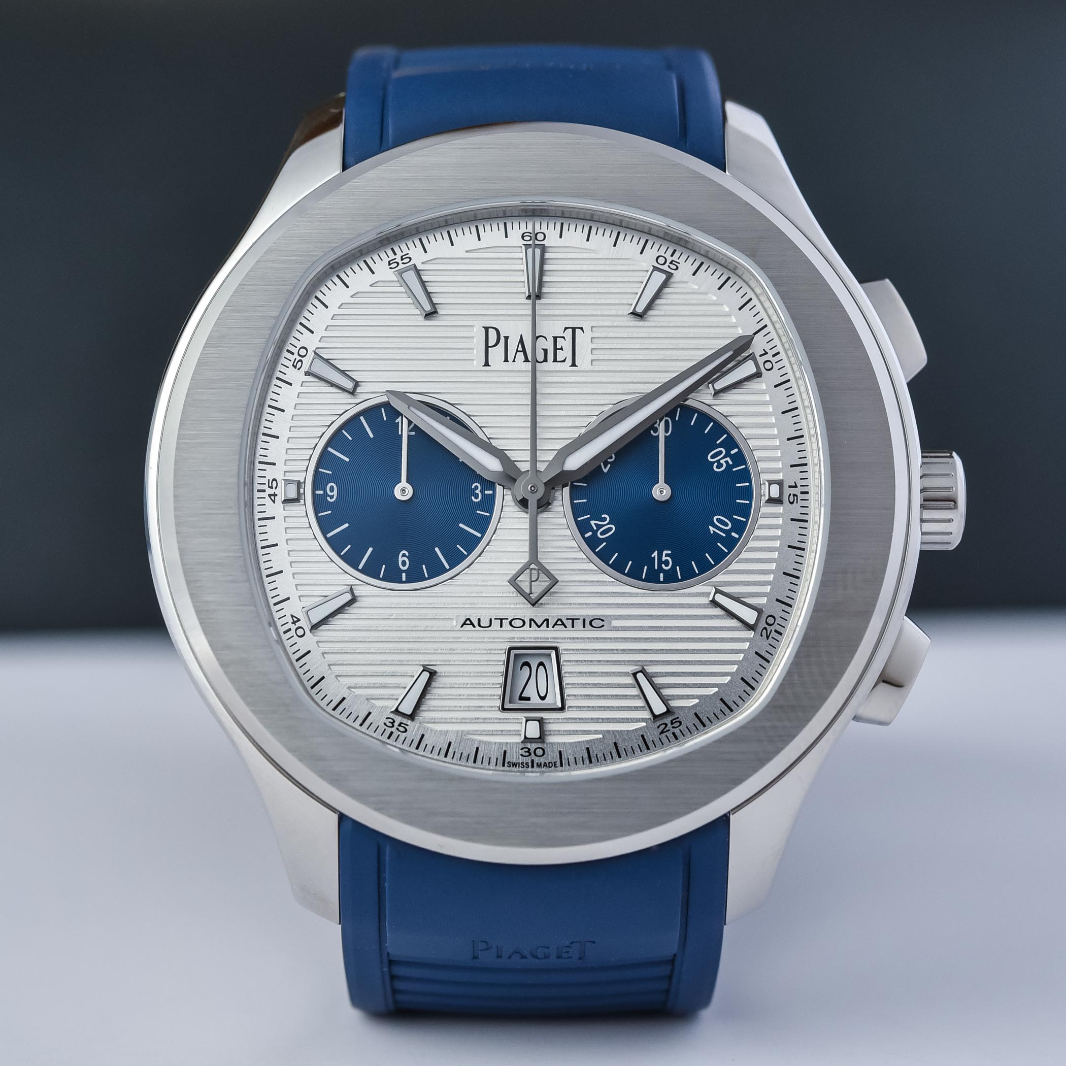 Piaget Polo Blue Panda Автоматический хронограф 42 мм с резиновым ремешком G0A46013