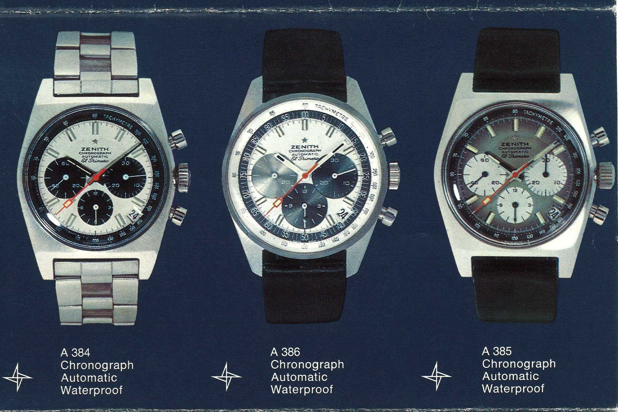 Zenith El Primero 1969 trilogy A384 A385 A386 watches