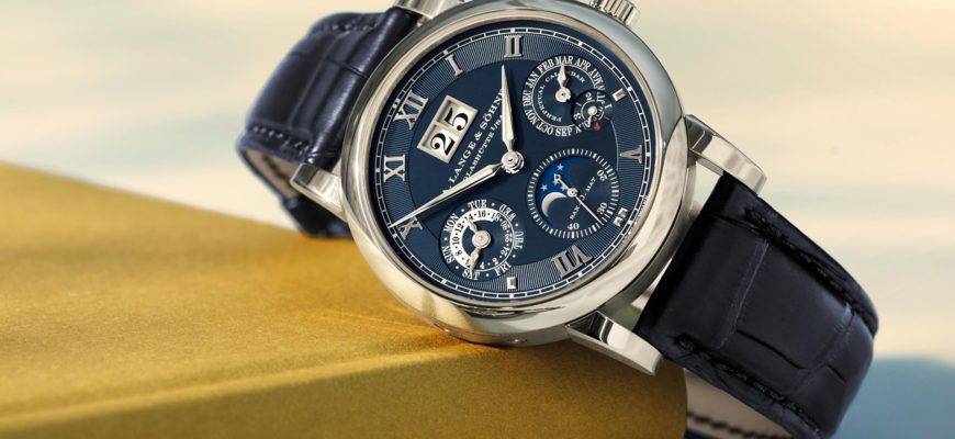 Часы лимитированной серии синего цвета: A.Lange & Söhne Langematik Perpetual