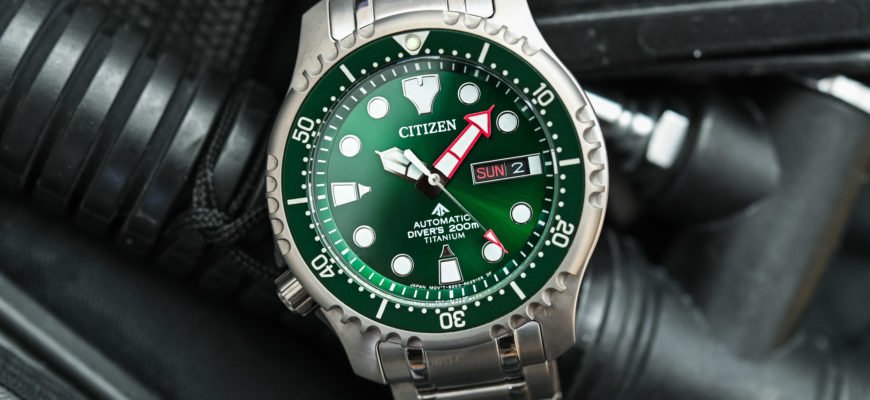 Обзор доступных Citizen Promaster Marine с зеленым циферблатом NY0100-50XE