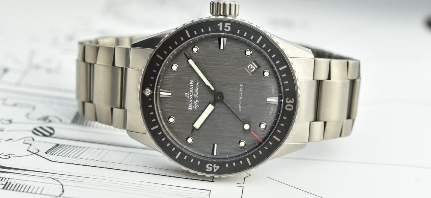 Новые титановые часы Blancpain Fifty Fathoms Bathyscaphe 43 мм