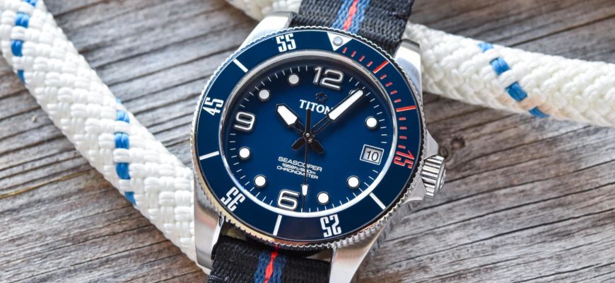 Часы Titoni Seascoper 600 Ocean Tide с экологически чистым ремешком