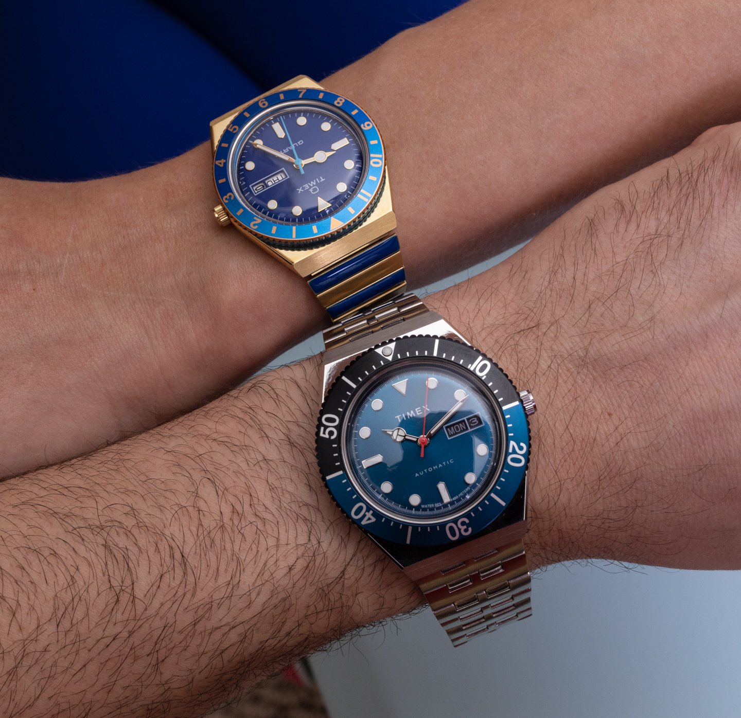 Доступные наручные часы для мужчин Timex M79 Automatic и женщин Q Malibu