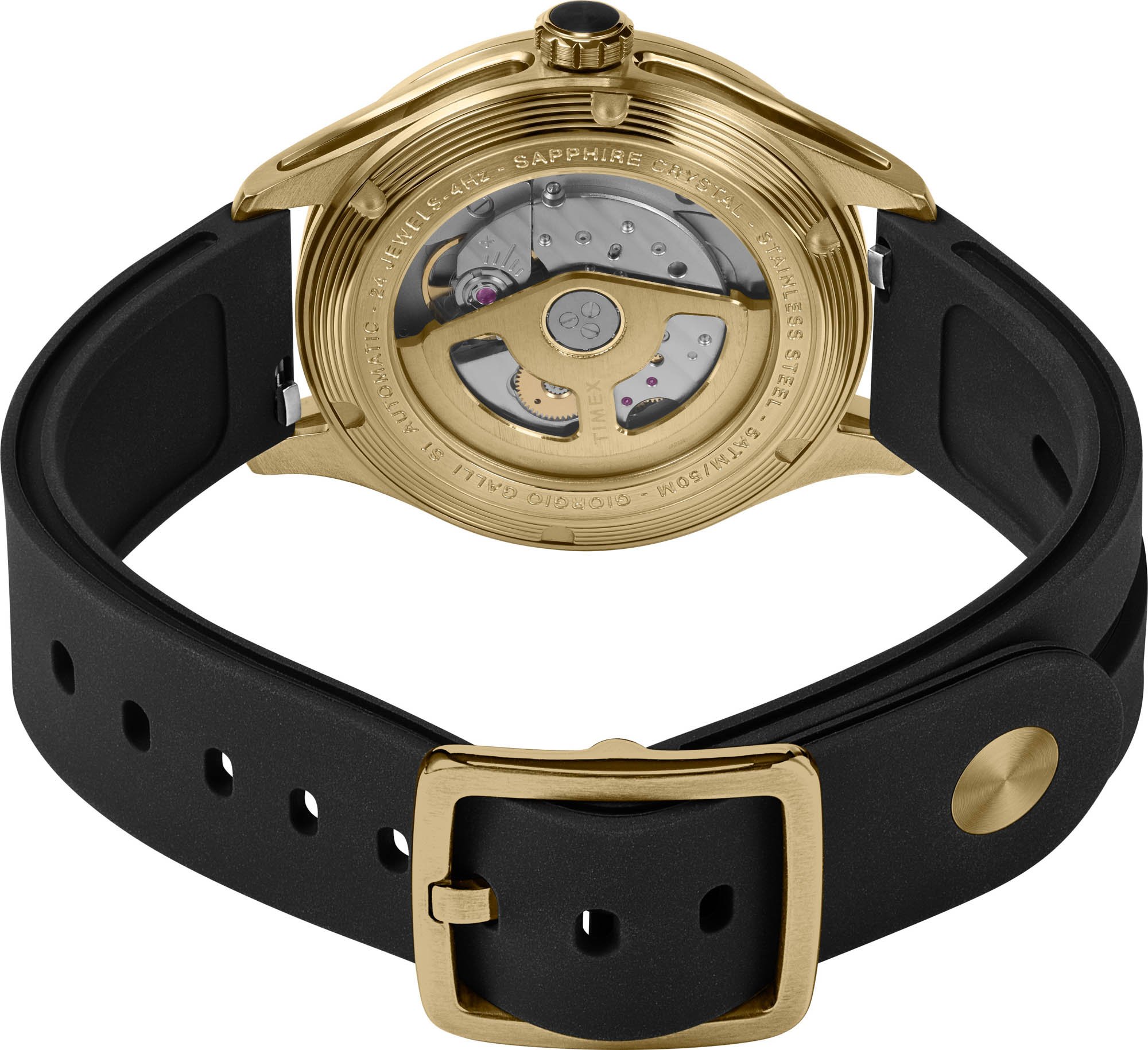 Timex представляет новые 38-миллиметровые автоматические часы Giorgio Galli S1 в черном и золотом исполнении