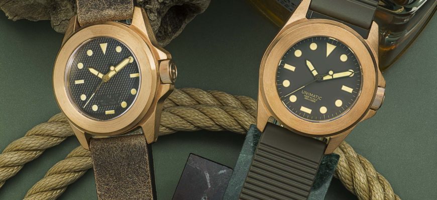 Итальянский бренд Massena LAB выпускает пару бронзовых часов Unimatic Modello Quattro