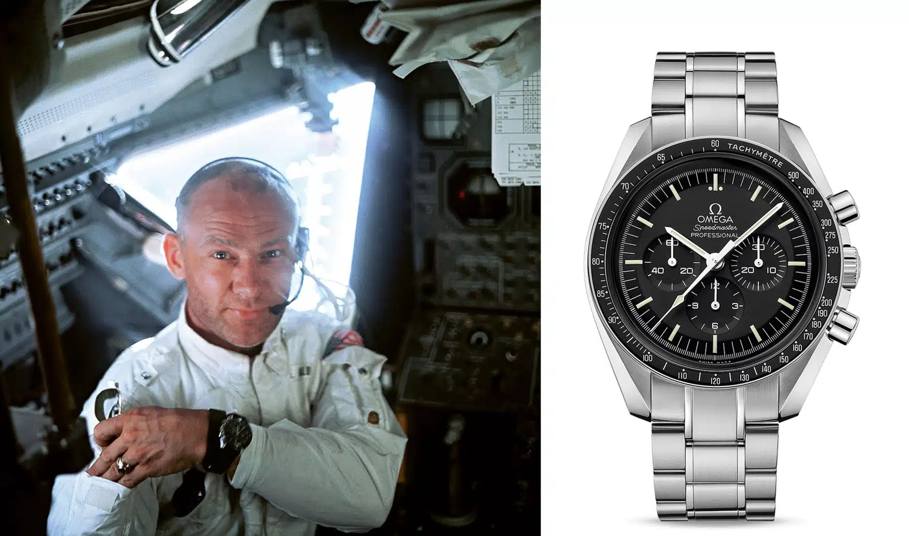 Buzz Aldrin Wearing his Omega Speedmaster