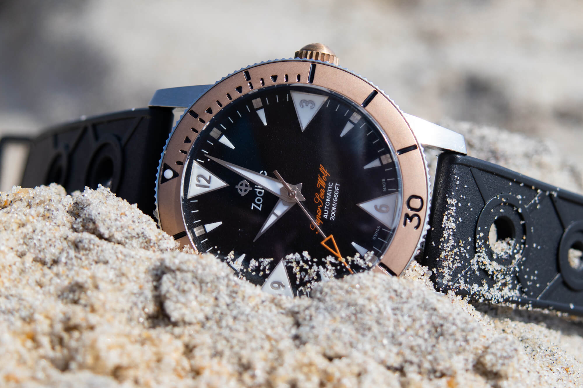 Двухцветные часы Zodiac X Huckberry Bronze Super Sea Wolf Dive Watch