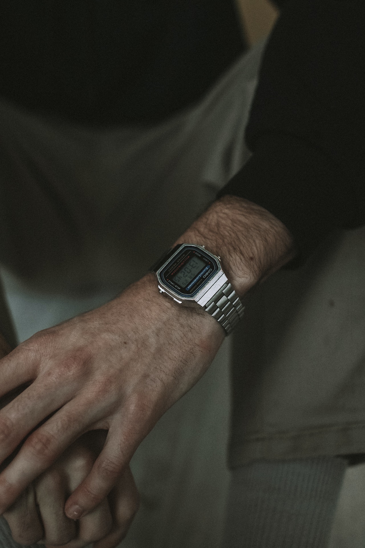 A close up of a digital wristwatch