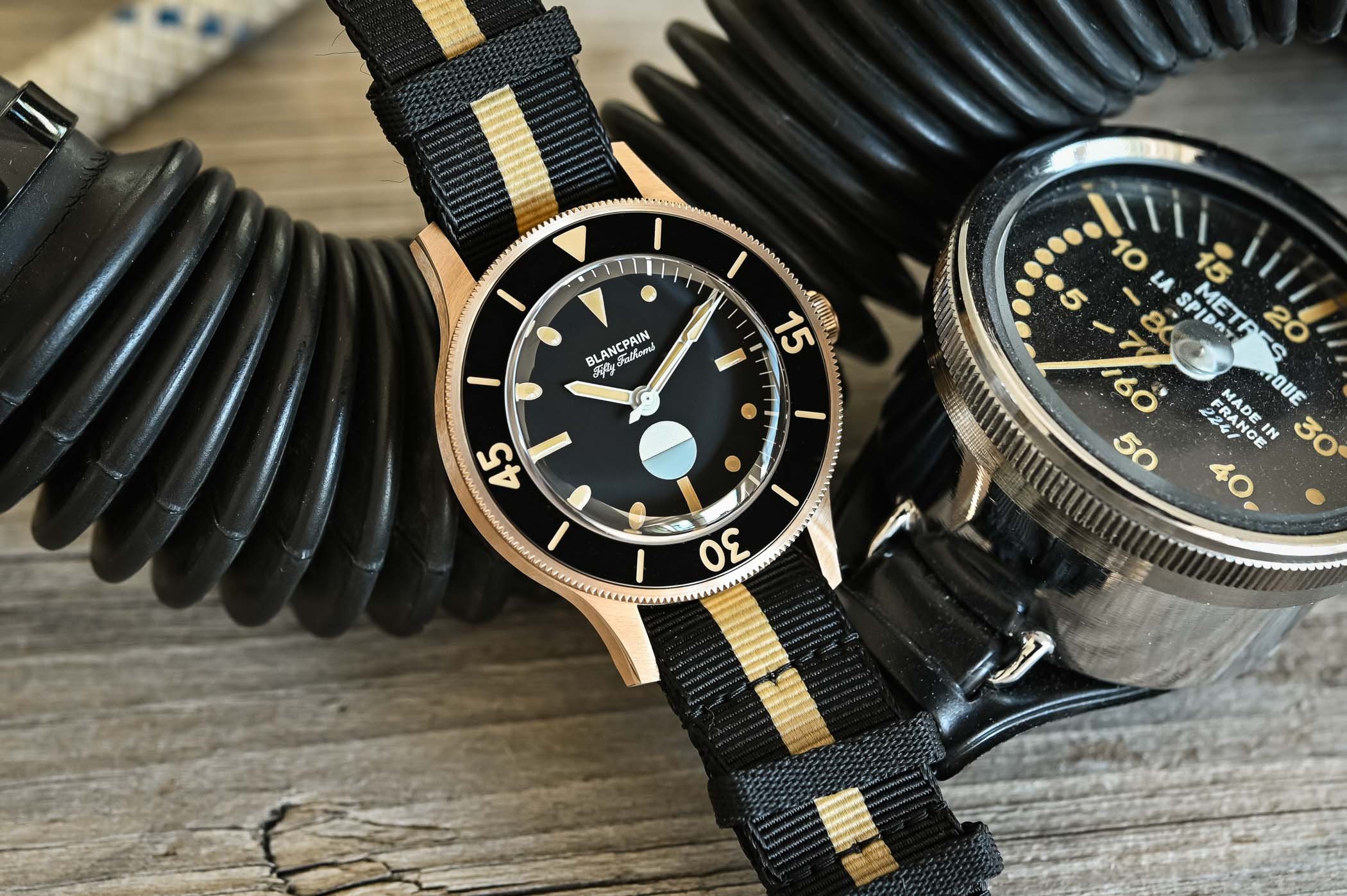 Откройте для себя потрясающие новые Blancpain Fifty Fathoms Act 3 MIL-SPEC Bronze-Gold: уникальные часы для дайвинга!
