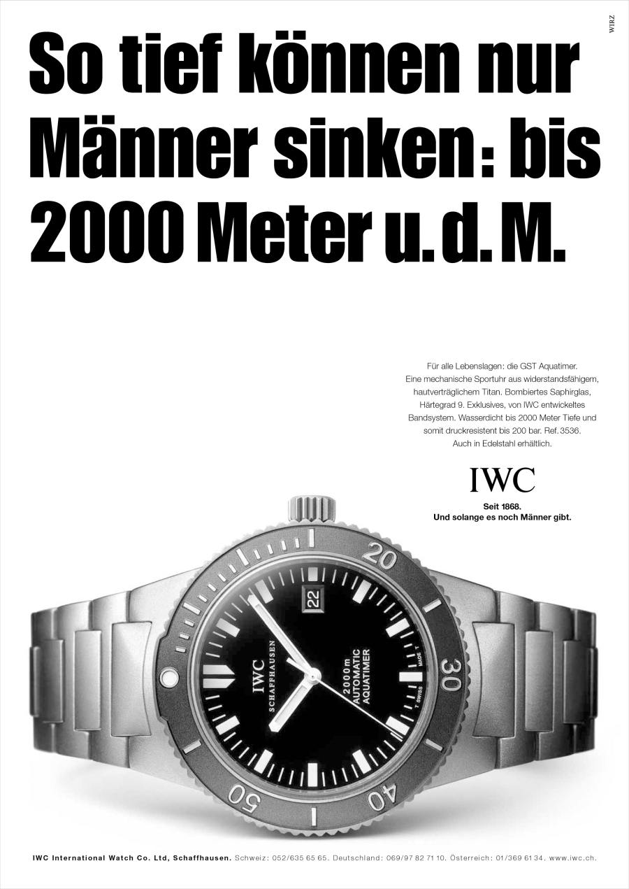 GST Aquatimer 2000, часы IWC, созданные в 1990-х годах для великих погружений