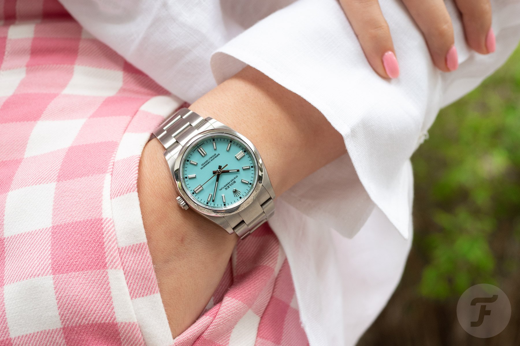 Rolex Oyster Perpetual turquoise pocket shot