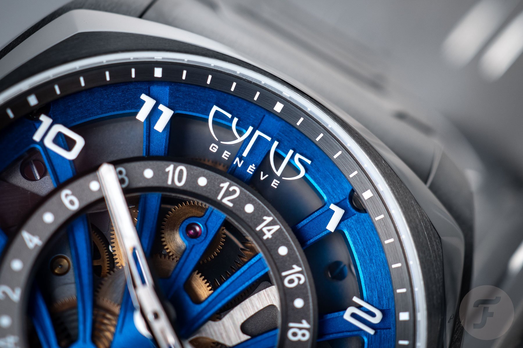Cyrus Klepcys GMT Ocean Blue dial close-up