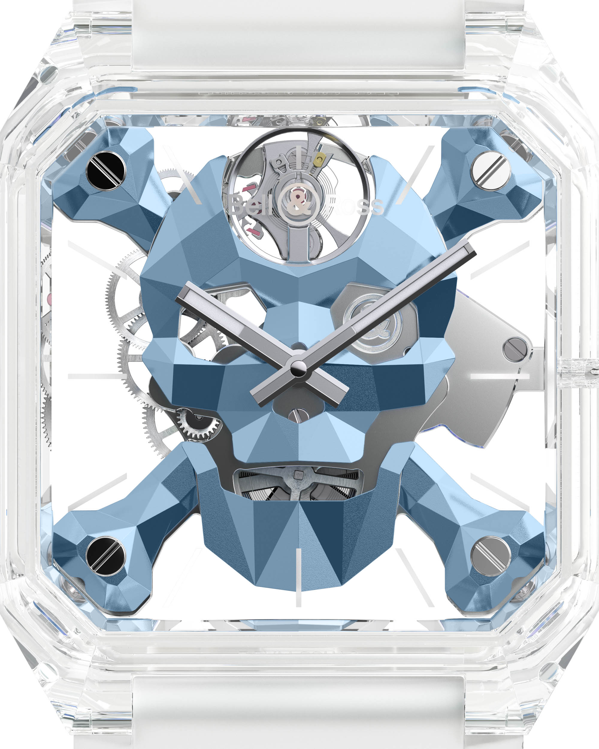 Часы с черепом от Bell & Ross BR 01 Cyber Skull Sapphire Ice Blue