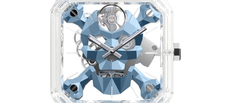 Часы с черепом от Bell & Ross BR 01 Cyber Skull Sapphire Ice Blue