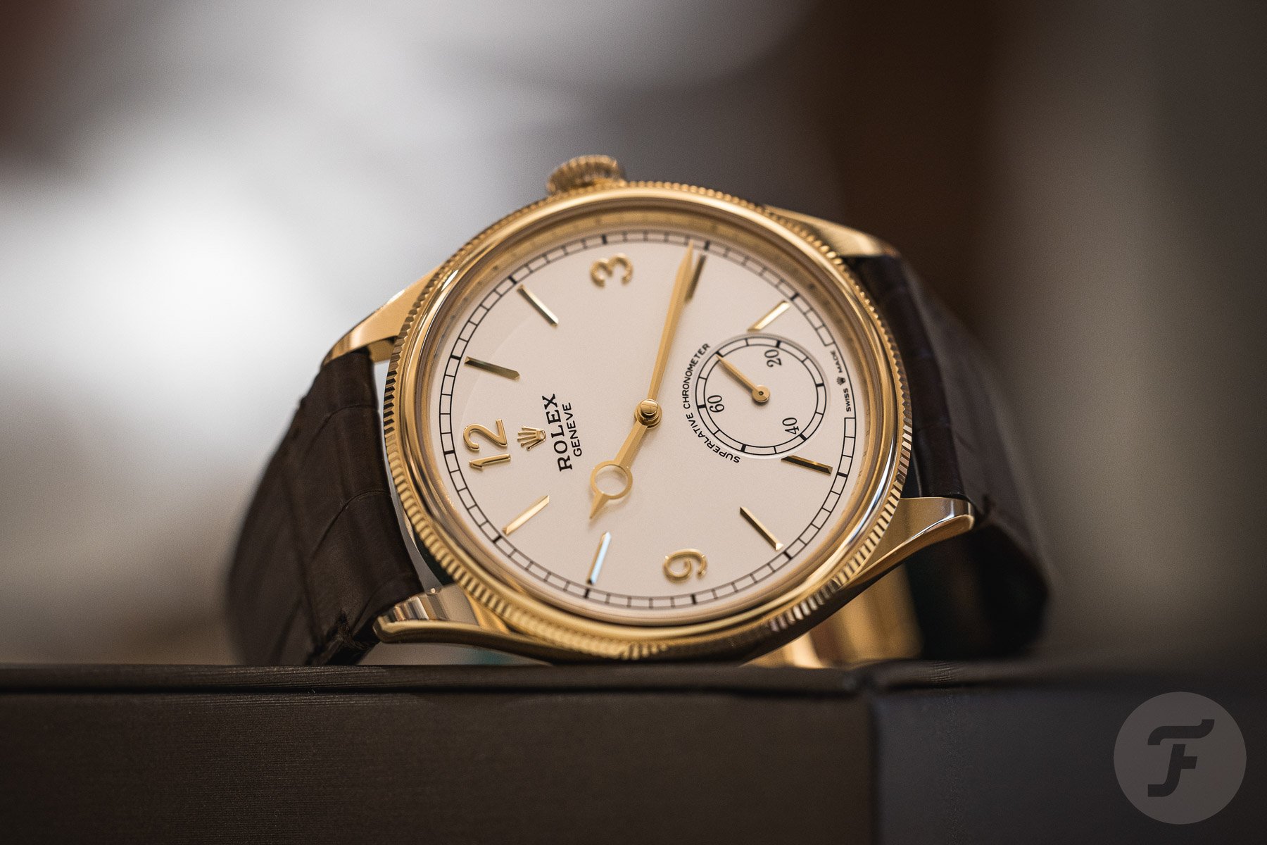 Rolex Perpetual 1908 yellow gold white dial