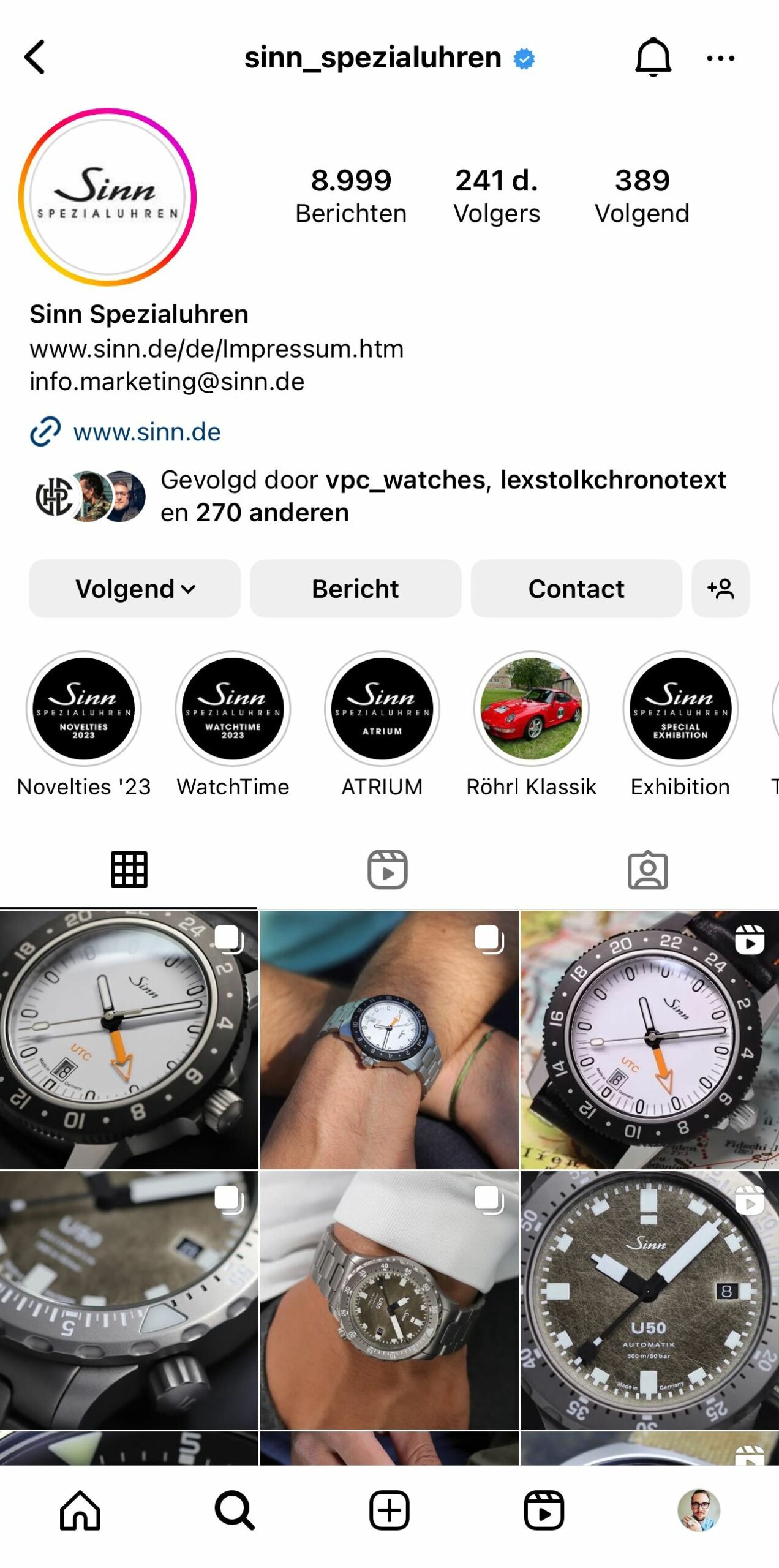 watch brands on Instagram Sinn