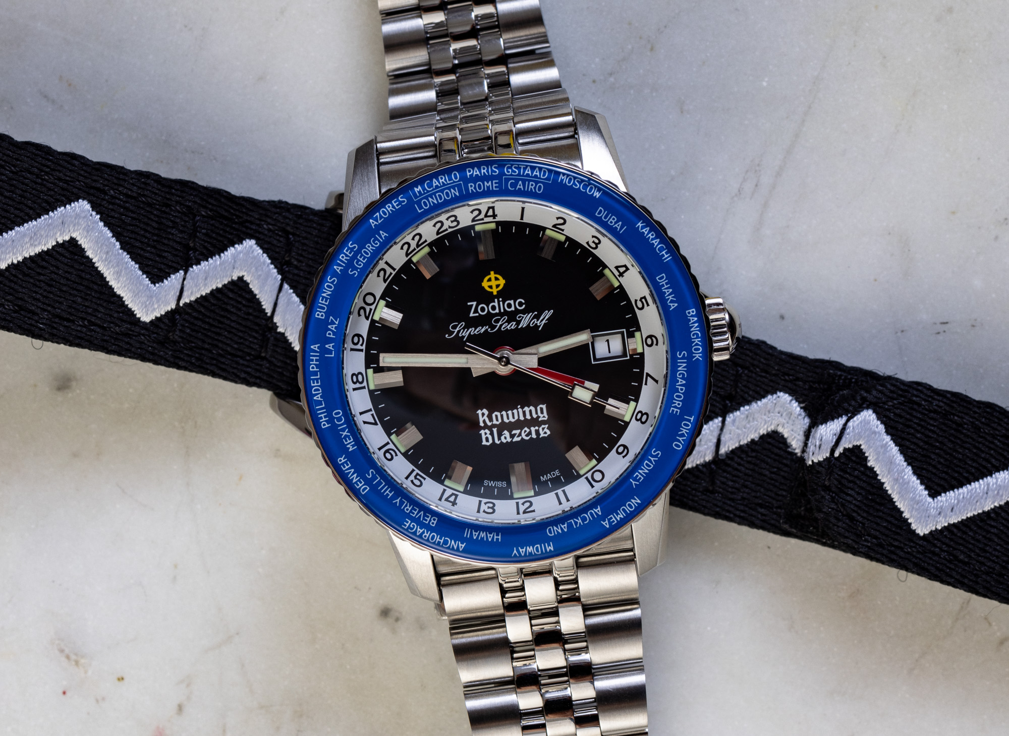 Ручная эксплуатация: часы Zodiac X Rowing Blazers Super Sea Wolf GMT World Time 'Trading Places' Watch