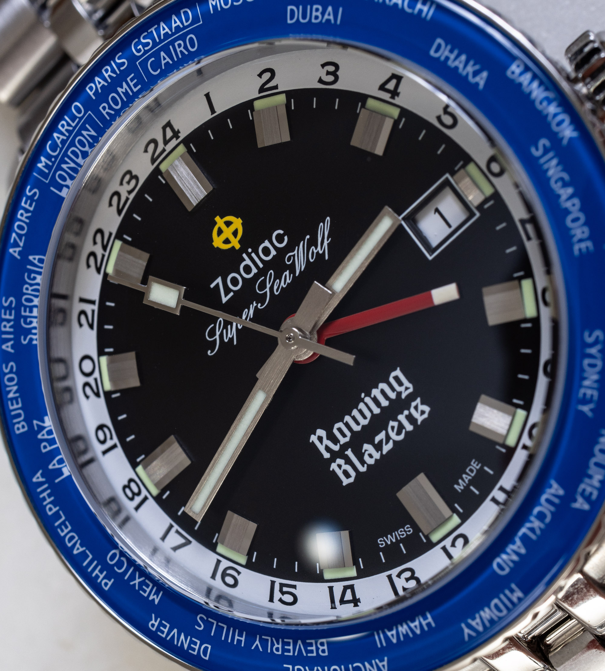 Ручная эксплуатация: часы Zodiac X Rowing Blazers Super Sea Wolf GMT World Time 'Trading Places' Watch