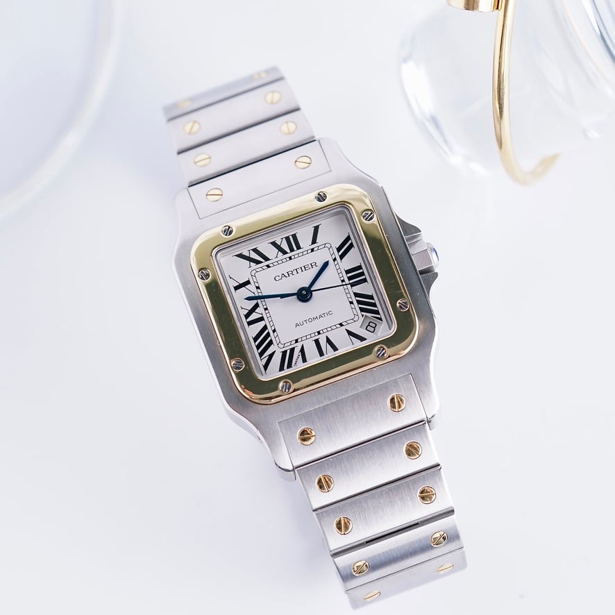 pre-owned Cartier watches Santos Galbée XL two-tone