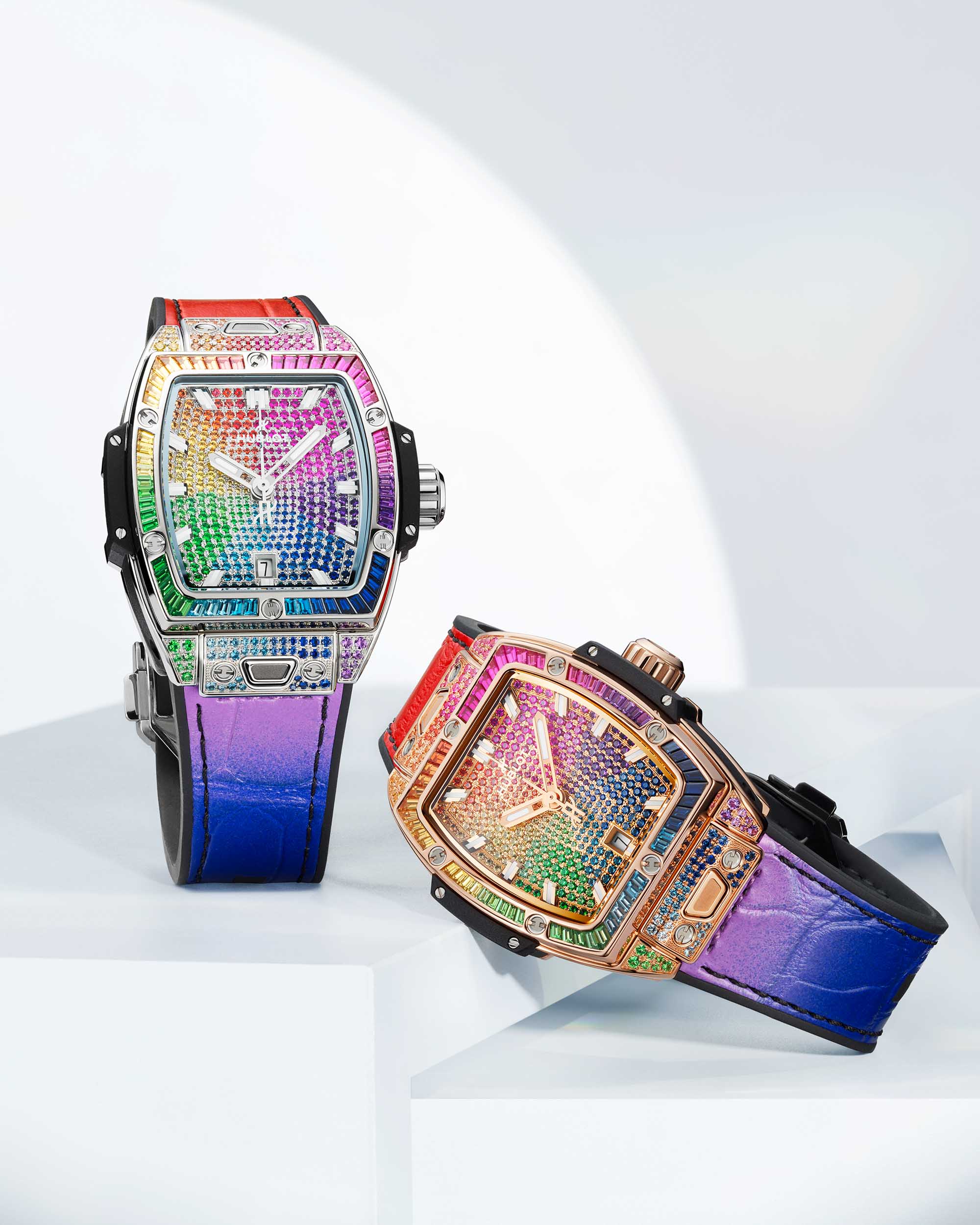 Новый выпуск: Ювелирные часы Hublot Spirit Of Big Bang 32 мм с радугой и полным паве