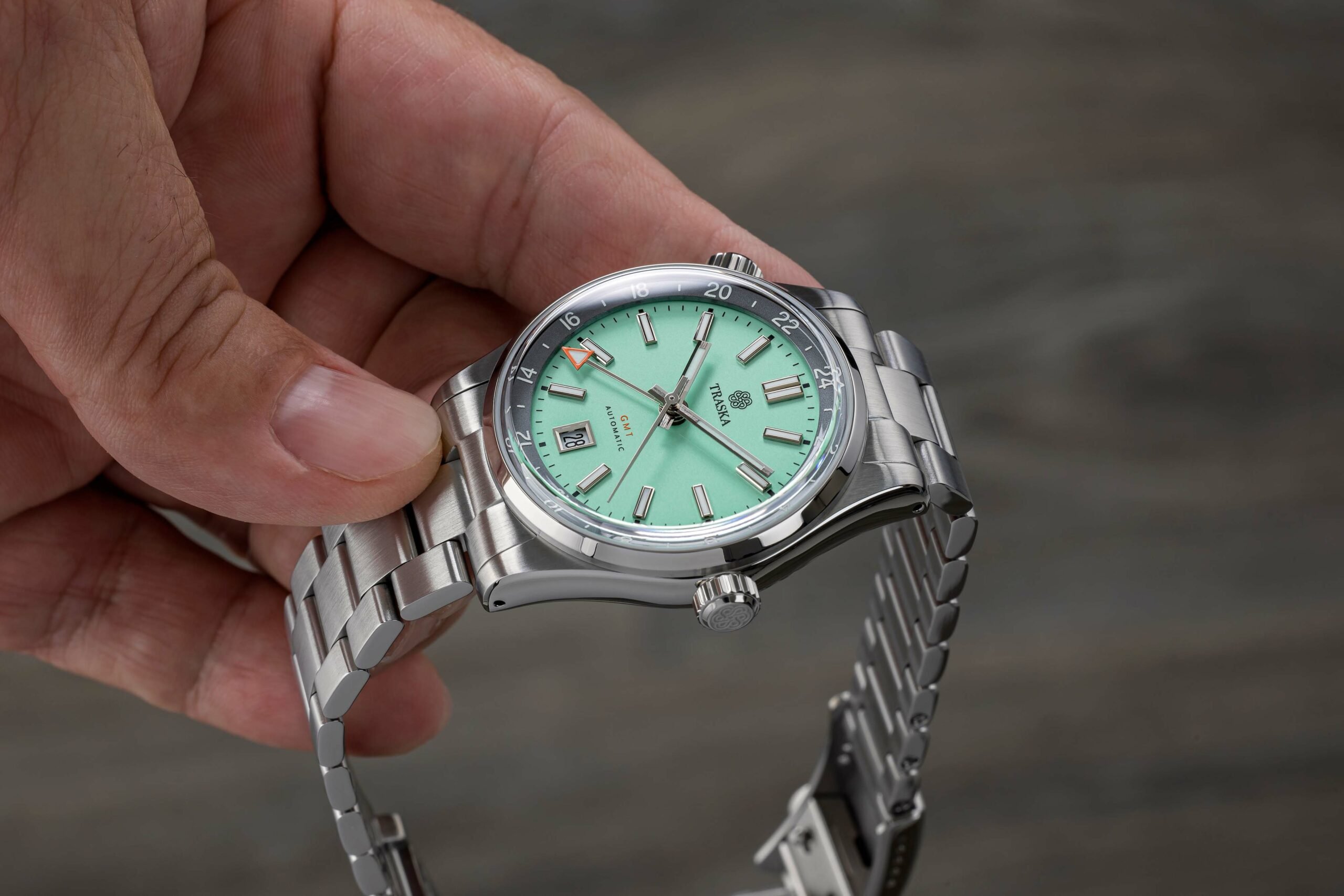 Traska Venturer GMT Mint Green best watches under €1,000