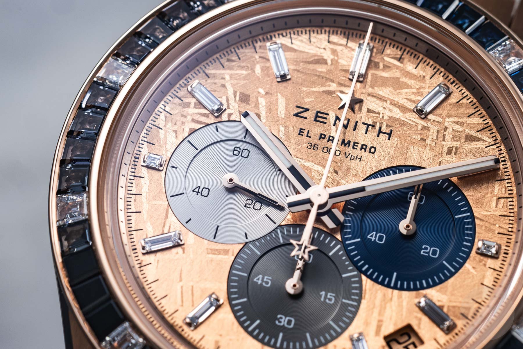 Zenith Chronomaster Sport Gold Boutique Edition dial close-up