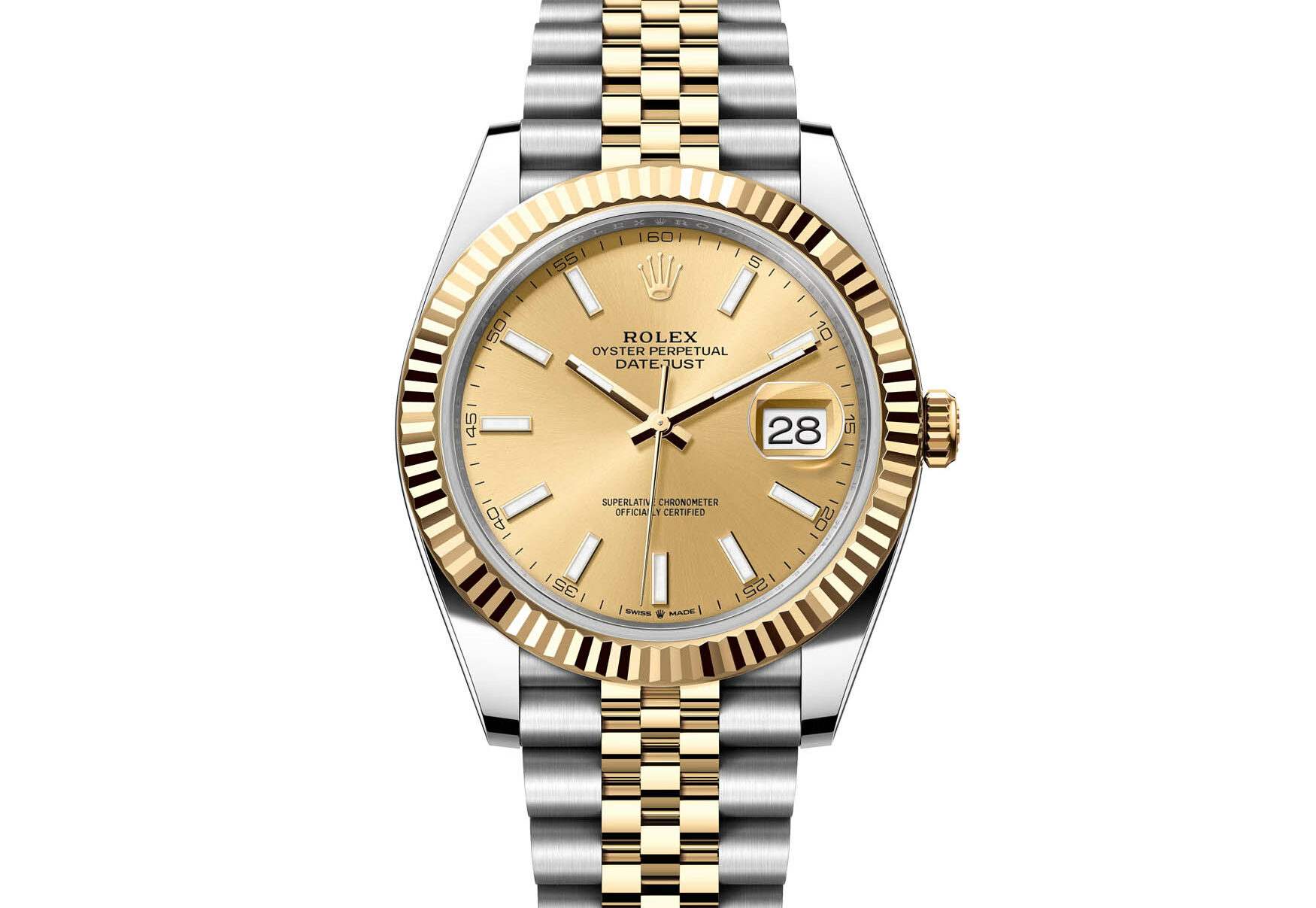 Rolex Datejust 41 Two Tone Fluted Gold Dial
