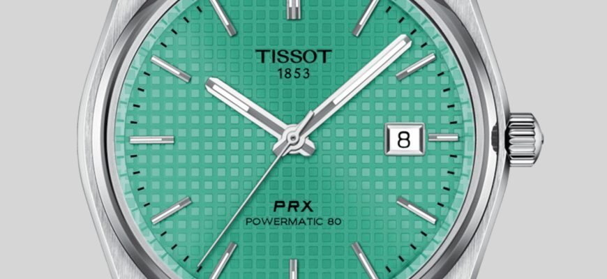 Tissot PRX Powermatic 80 мятно-зеленый и PRX Chronograph зеленый градиент